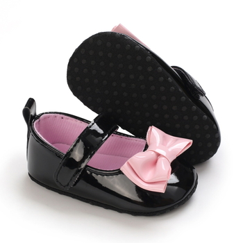 Pantofi pentru copii mici, stil prințesă, partea superioară PU artificial, închidere cu bandă elastică, vârsta 12–36 luni.
