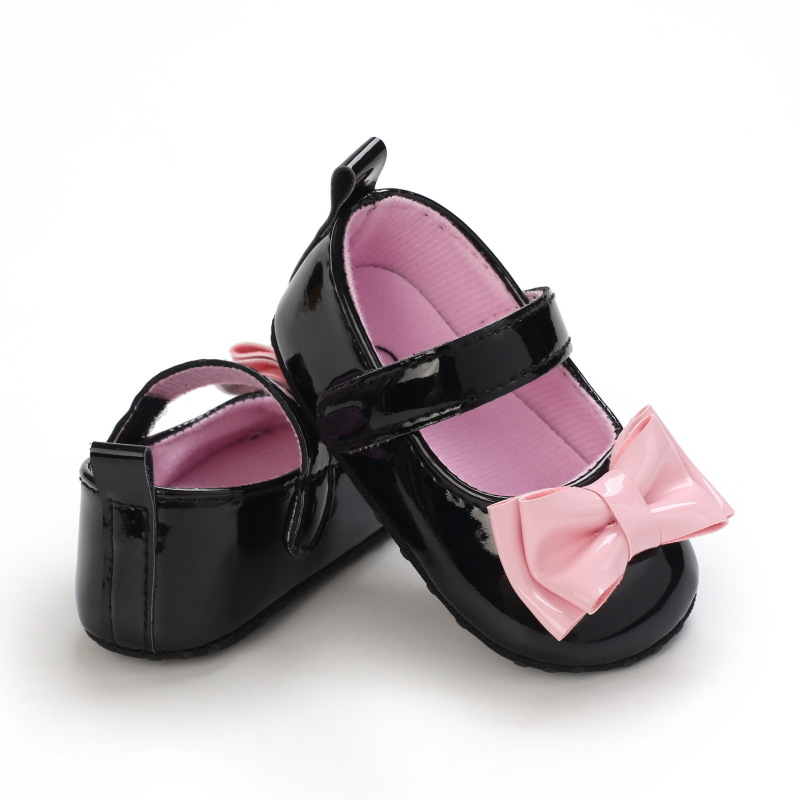 Pantofi pentru copii mici, stil prințesă, partea superioară PU artificial, închidere cu bandă elastică, vârsta 12–36 luni.