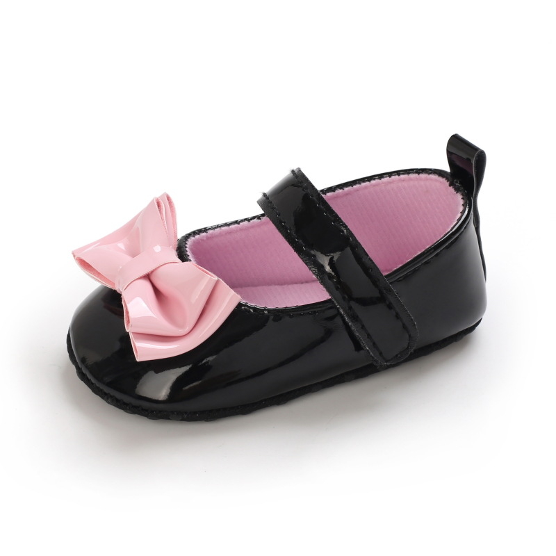 Pantofi pentru copii mici, stil prințesă, partea superioară PU artificial, închidere cu bandă elastică, vârsta 12–36 luni.