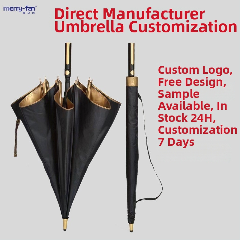 Golfový dážďnik s kompletným vláknovým rámom, 8 lúčov, dlhá rukoväť, automatické otvorenie, potlač loga a prispôsobenie