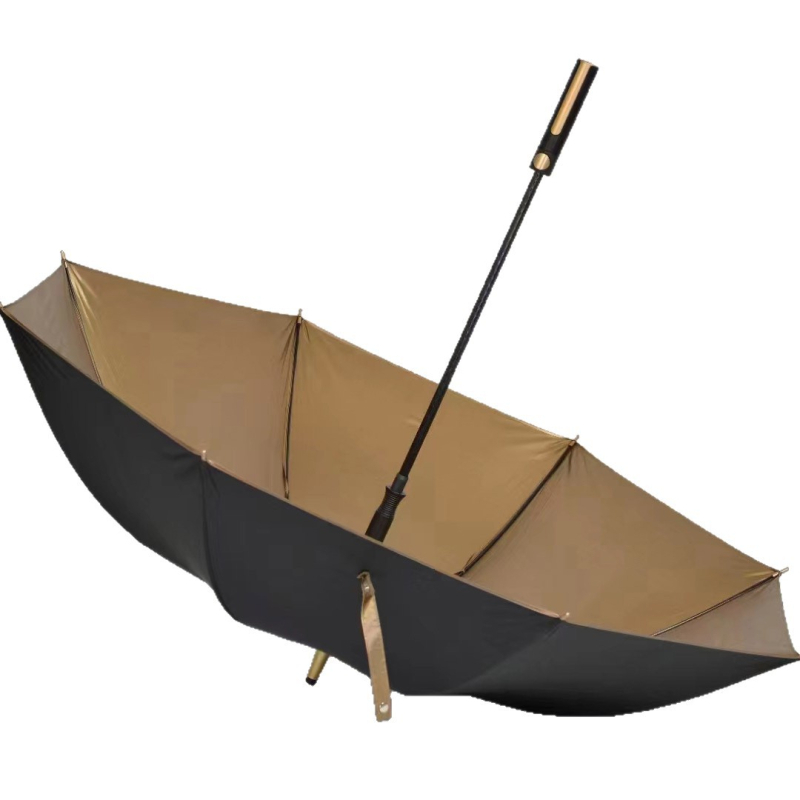 Голф чадър с пълна фибърна конструкция, 8 спици, дълга дръжка, автоматично отваряне, печат на лого и персонализиране