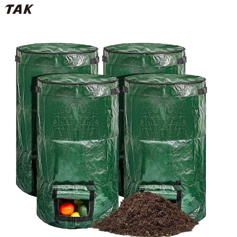 Torba za kompost u vrtu, višekratna upotreba, s poklopcem, PE materijal, kod 3xdbx5rh