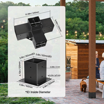 Železná základová sada pre stĺpy vinárskej konštrukcie so štvorhrannými rúrami – Model 456, Číslo tovaru 454, Určené pre nábytok