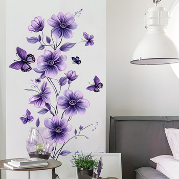 PVC αυτοκόλλητο τοίχου με φυτικά λουλούδια, αδιάβροχο, για σαλόνι και υπνοδωμάτιο, μοντέρνος μινιμαλιστικός σχεδιασμός διακόσμησης