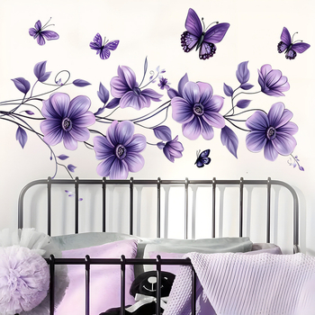 PVC αυτοκόλλητο τοίχου με φυτικά λουλούδια, αδιάβροχο, για σαλόνι και υπνοδωμάτιο, μοντέρνος μινιμαλιστικός σχεδιασμός διακόσμησης