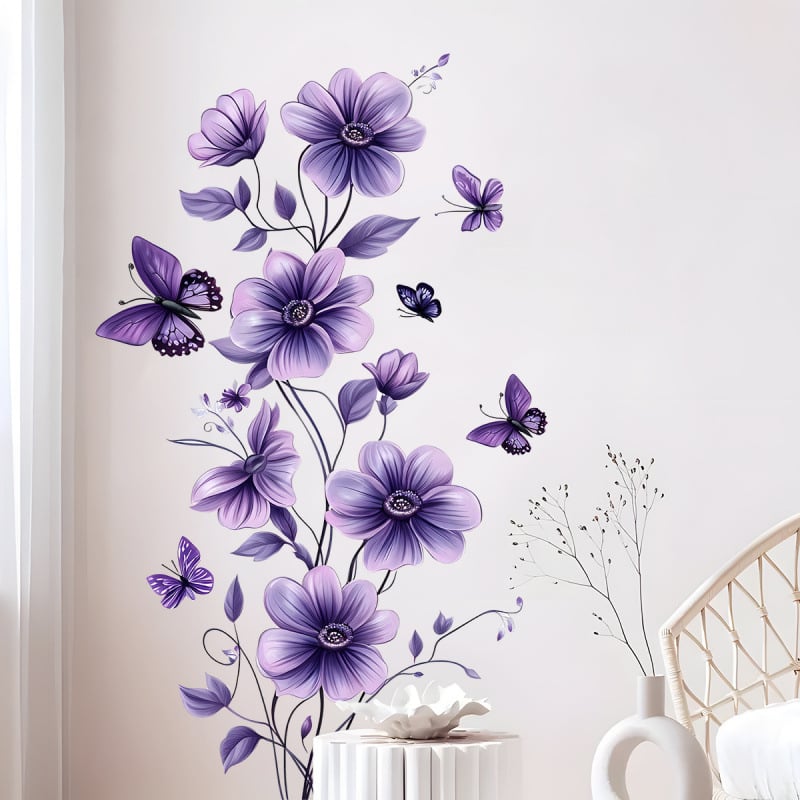 PVC αυτοκόλλητο τοίχου με φυτικά λουλούδια, αδιάβροχο, για σαλόνι και υπνοδωμάτιο, μοντέρνος μινιμαλιστικός σχεδιασμός διακόσμησης