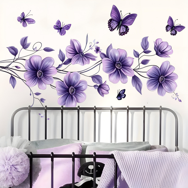 PVC αυτοκόλλητο τοίχου με φυτικά λουλούδια, αδιάβροχο, για σαλόνι και υπνοδωμάτιο, μοντέρνος μινιμαλιστικός σχεδιασμός διακόσμησης