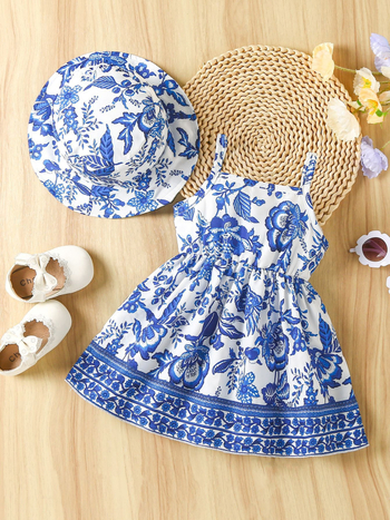 Detské šaty s etnickým štýlom a tenkými ramienkami, brúsená tkanina, zloženie 95% polyester, 5% elastán, podšívka 100% polyester