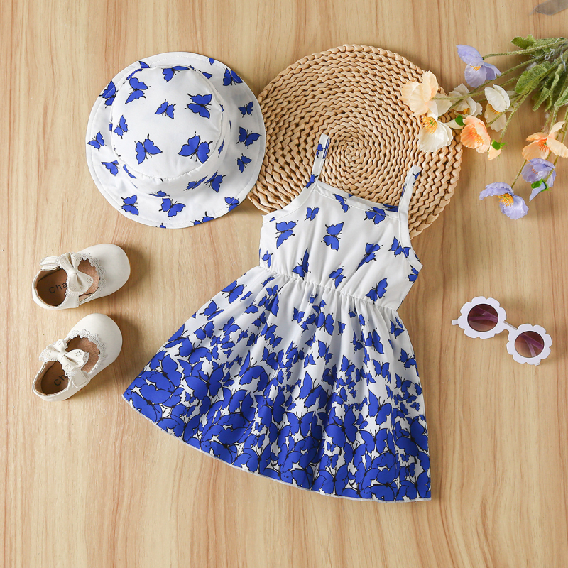 Detské šaty s etnickým štýlom a tenkými ramienkami, brúsená tkanina, zloženie 95% polyester, 5% elastán, podšívka 100% polyester