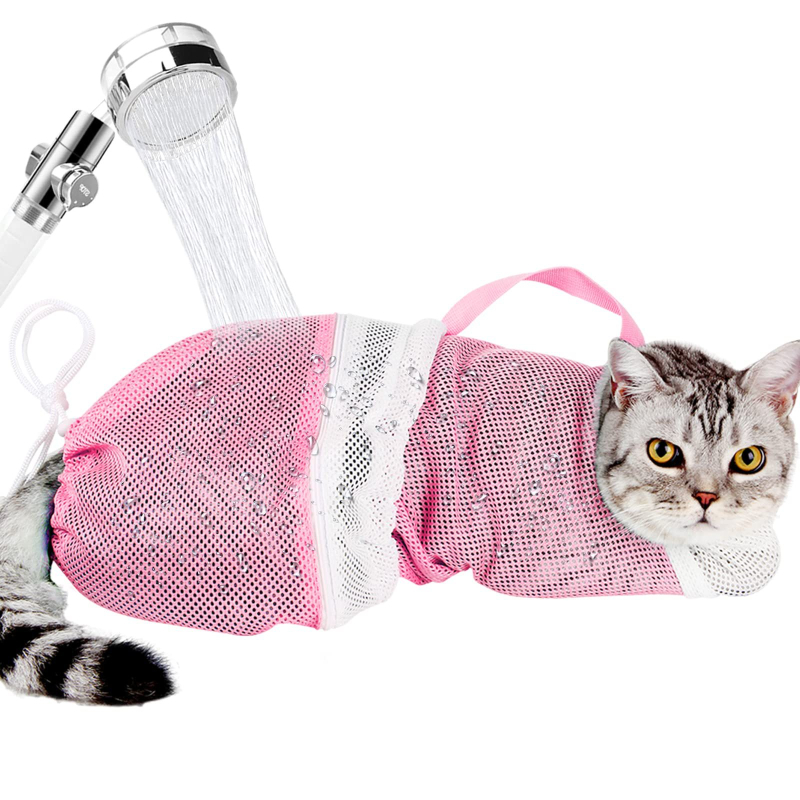 Taška na kúpanie mačky, piataGenerácia s nastaviteľnou sieťkou, proti hryzeniu a poškriabaniu, ohradzovací vak na čistenie (sieťka)