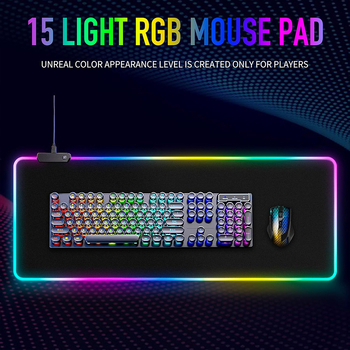 LED RGB spēļu peles paliktnis, auduma virsma, vienpusīgs, logotipa druka, OEM pielāgošana