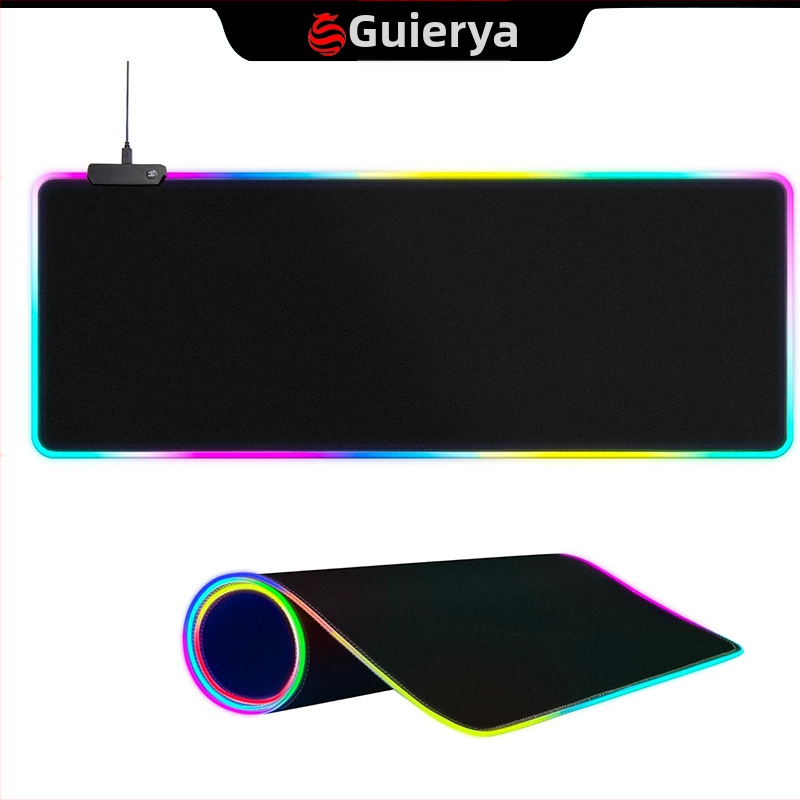 LED RGB spēļu peles paliktnis, auduma virsma, vienpusīgs, logotipa druka, OEM pielāgošana