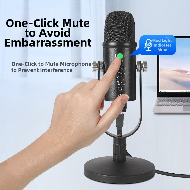 USB stolný mikrofón pre počítač, model Me6p, navrhnutý pre hranie, monitorovanie a nahrávanie; frekvenčný rozsah 30 Hz–15 kHz, SNR ≥ 75 dB