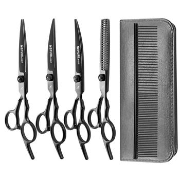 Nožnice na starostlivosť o domáce zvieratá, sada 4 kusov, PK nerezová oceľ, s hustými zubami, pre krásu