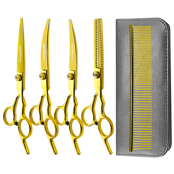 Nožnice na starostlivosť o domáce zvieratá, sada 4 kusov, PK nerezová oceľ, s hustými zubami, pre krásu
