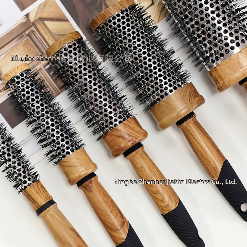 WEIBIN kulmovací hrebeň – cilindrický dizajn s dreveným vzorom, plastový, tepelne odolný