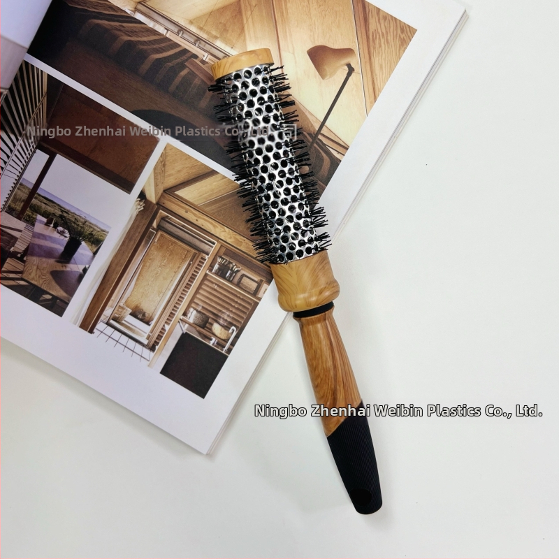 WEIBIN kulmovací hrebeň – cilindrický dizajn s dreveným vzorom, plastový, tepelne odolný