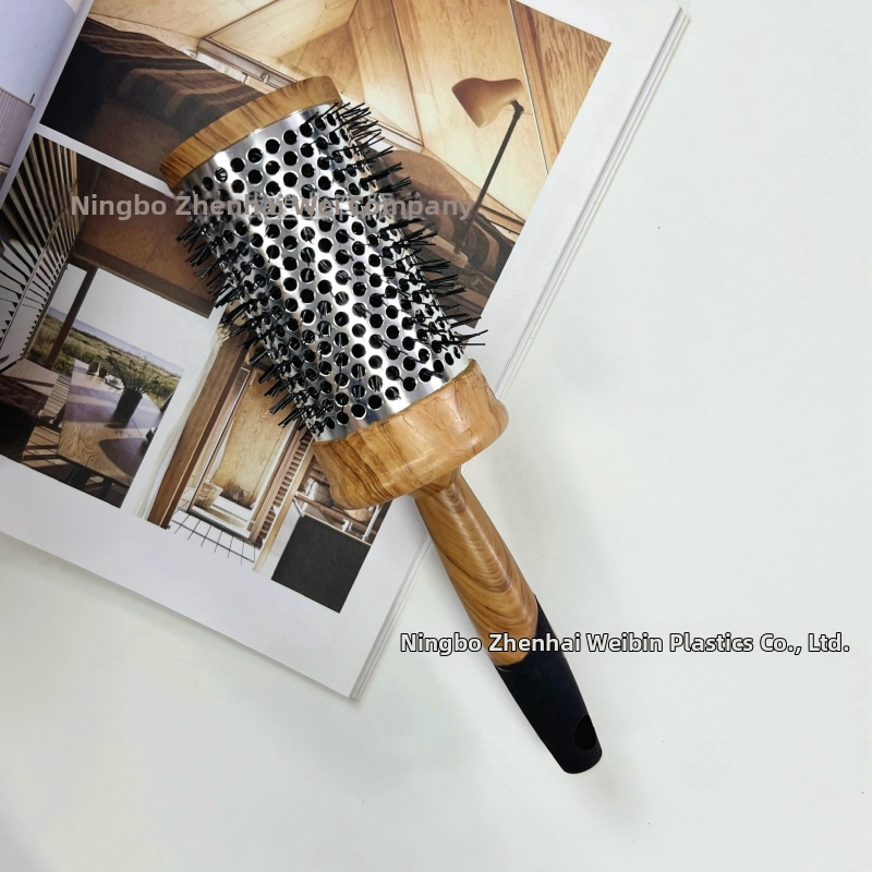 WEIBIN kulmovací hrebeň – cilindrický dizajn s dreveným vzorom, plastový, tepelne odolný