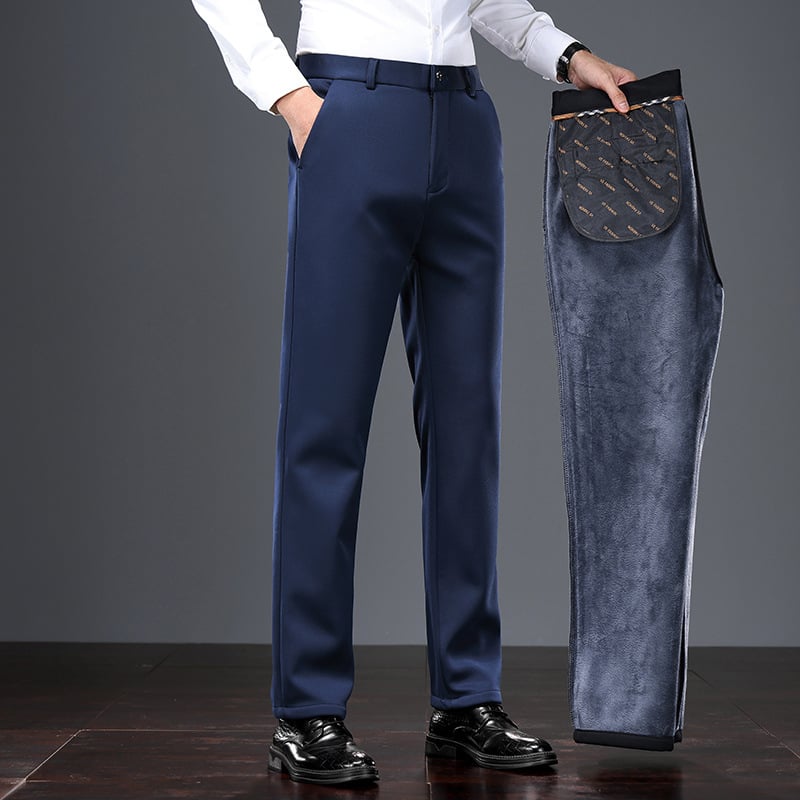 Pánske nohavice rovného strihu, polyesterová zmes, štvorcestná pružnosť, bez pokrčenia, jeseň 2025