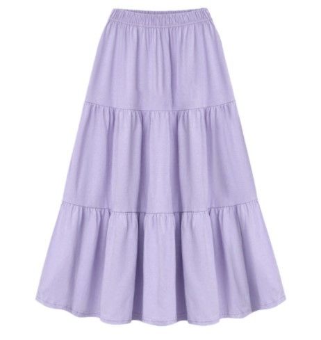 Volanų midi sijonas su lotoso lapų siuvimu, medvilnės mišinio audinys, 90–95% medvilnės, 2023 m. pavasaris