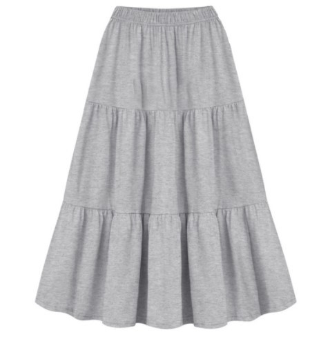 Volanų midi sijonas su lotoso lapų siuvimu, medvilnės mišinio audinys, 90–95% medvilnės, 2023 m. pavasaris