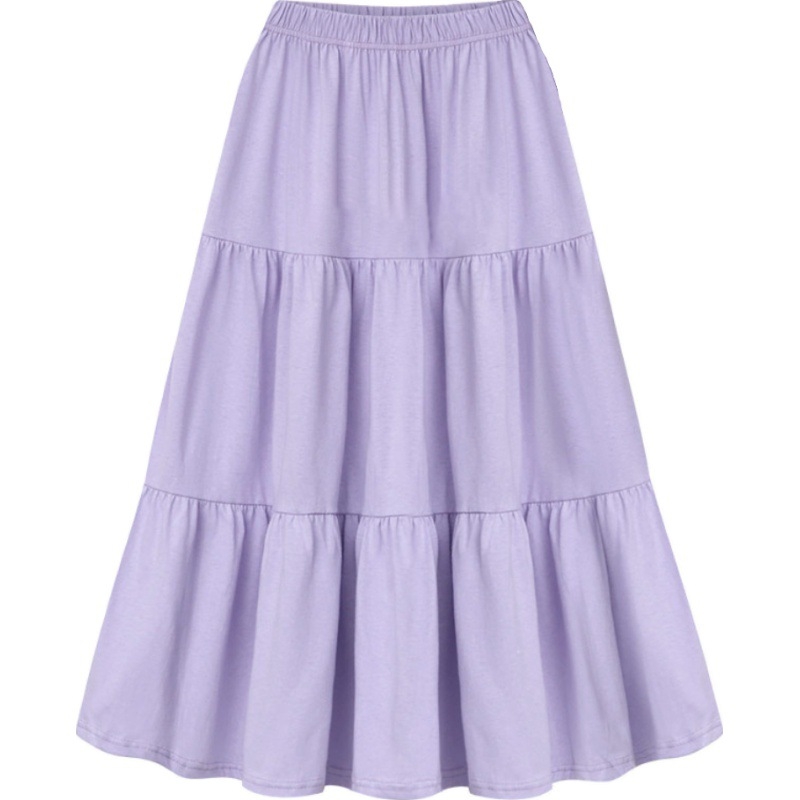 Volanų midi sijonas su lotoso lapų siuvimu, medvilnės mišinio audinys, 90–95% medvilnės, 2023 m. pavasaris