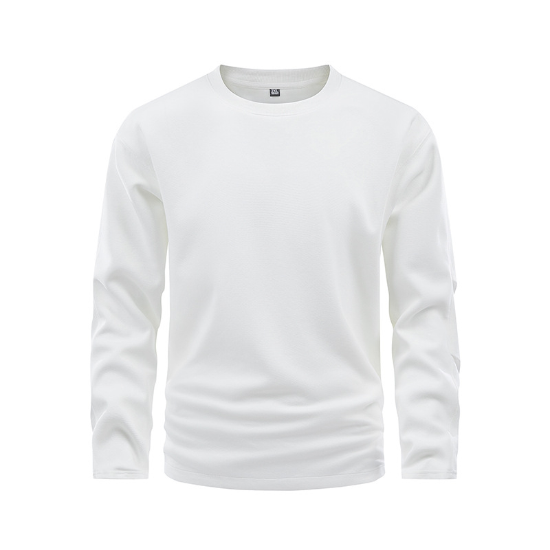 Памучен пуловер за мъже, свободен силует, дълги ръкави, кръгло деколте