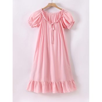 Nočná košeľa Sea Island Silk Priesvitná Ultra-tenká Pastoraálny štýl Jar