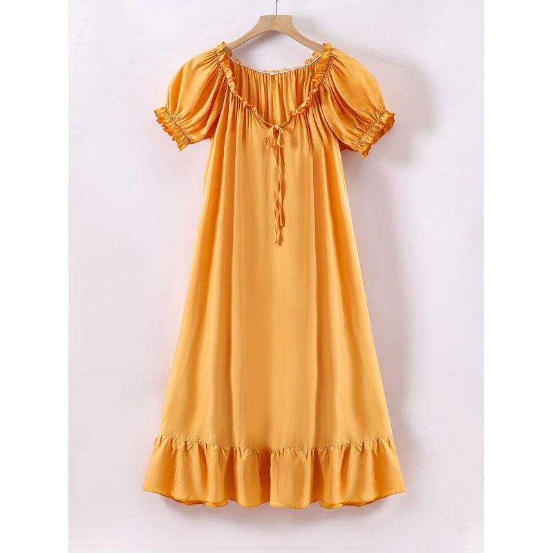 Nočná košeľa Sea Island Silk Priesvitná Ultra-tenká Pastoraálny štýl Jar