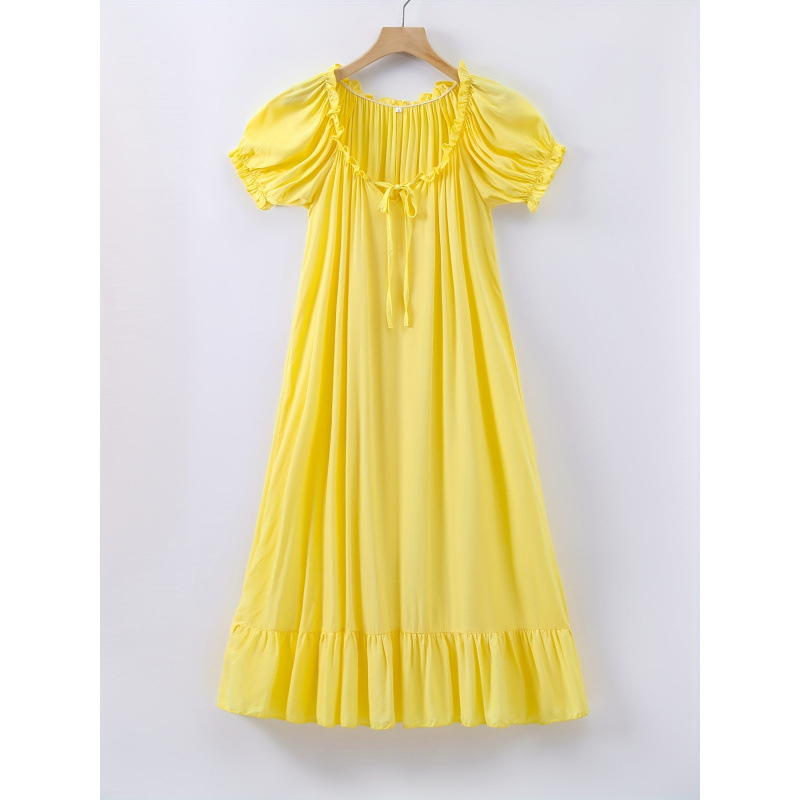 Nočná košeľa Sea Island Silk Priesvitná Ultra-tenká Pastoraálny štýl Jar