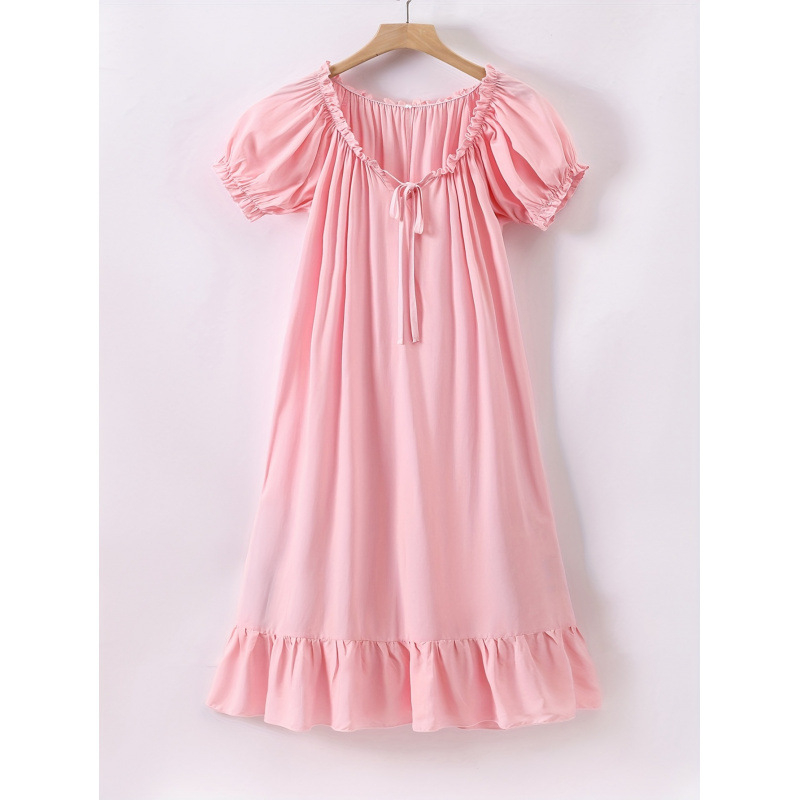 Nočná košeľa Sea Island Silk Priesvitná Ultra-tenká Pastoraálny štýl Jar