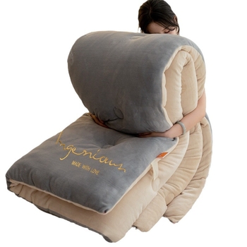 Двустранно удебелено бархатено одеяло, 2,5–3 кг, антибактериално влакнесто пълнеж, за всички сезони, квилтовано