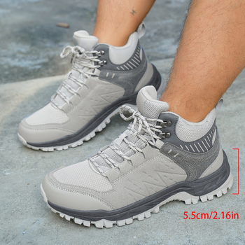 Παπούτσια πεζοπορίας - Χειμερινά υψηλού ύψους, αδιάβροτα, αντιολισθητικά, Unisex; Άνω μέρος: Faux Suede/PU/Oxford Cloth; Εσωτερικό: Δίκτυο; Σόλα: TPR; Κατασκευή: Κολλητά; Κλείσιμο: Κορδόνια στην πρόσοψη