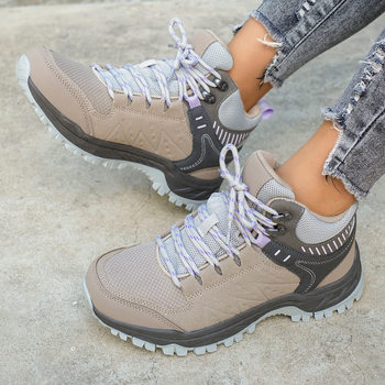 Παπούτσια πεζοπορίας - Χειμερινά υψηλού ύψους, αδιάβροτα, αντιολισθητικά, Unisex; Άνω μέρος: Faux Suede/PU/Oxford Cloth; Εσωτερικό: Δίκτυο; Σόλα: TPR; Κατασκευή: Κολλητά; Κλείσιμο: Κορδόνια στην πρόσοψη