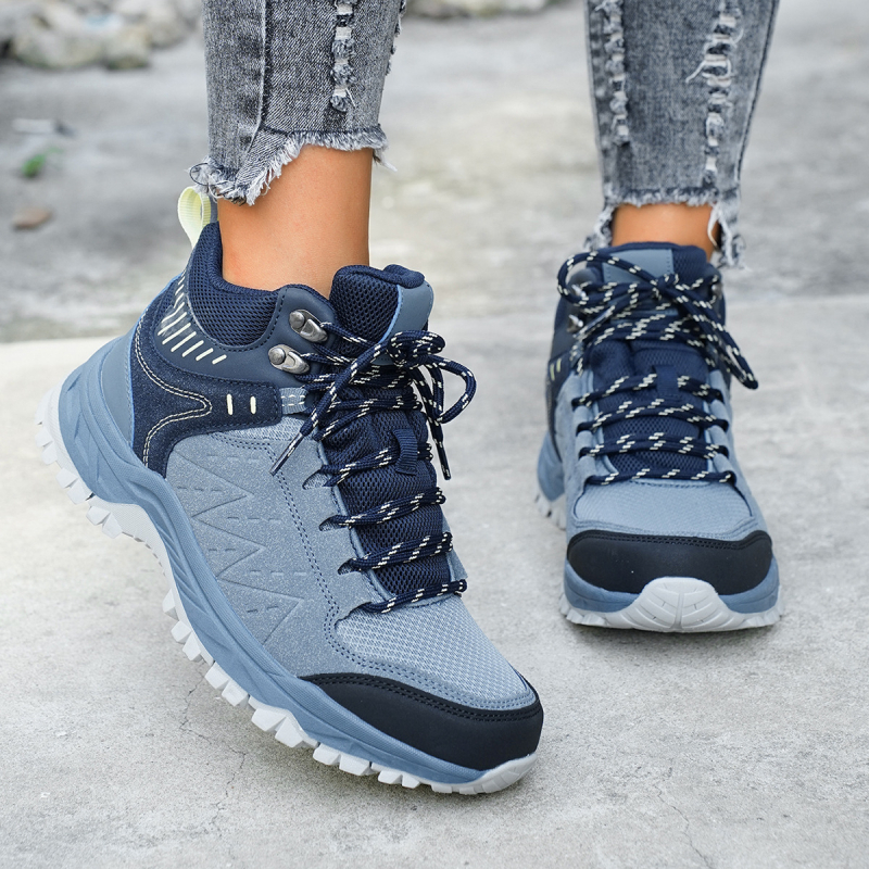 Παπούτσια πεζοπορίας - Χειμερινά υψηλού ύψους, αδιάβροτα, αντιολισθητικά, Unisex; Άνω μέρος: Faux Suede/PU/Oxford Cloth; Εσωτερικό: Δίκτυο; Σόλα: TPR; Κατασκευή: Κολλητά; Κλείσιμο: Κορδόνια στην πρόσοψη