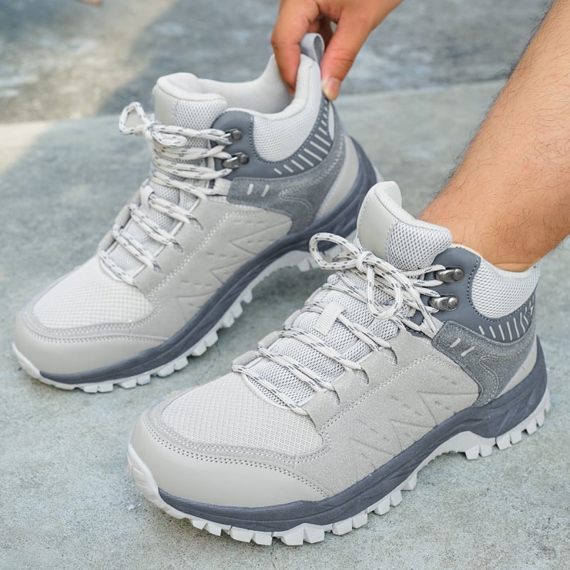 Παπούτσια πεζοπορίας - Χειμερινά υψηλού ύψους, αδιάβροτα, αντιολισθητικά, Unisex; Άνω μέρος: Faux Suede/PU/Oxford Cloth; Εσωτερικό: Δίκτυο; Σόλα: TPR; Κατασκευή: Κολλητά; Κλείσιμο: Κορδόνια στην πρόσοψη