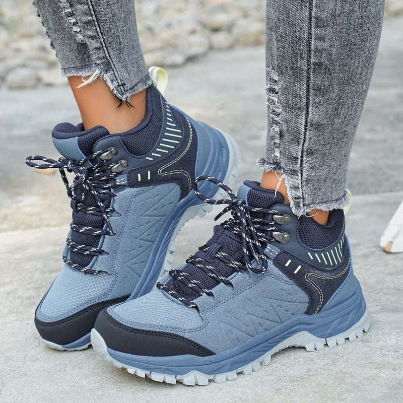 Παπούτσια πεζοπορίας - Χειμερινά υψηλού ύψους, αδιάβροτα, αντιολισθητικά, Unisex; Άνω μέρος: Faux Suede/PU/Oxford Cloth; Εσωτερικό: Δίκτυο; Σόλα: TPR; Κατασκευή: Κολλητά; Κλείσιμο: Κορδόνια στην πρόσοψη