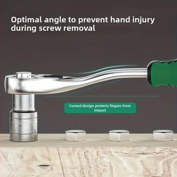 Dvojcestný kľúč s 72 zubami, zahnutou rukoväťou, chrómovaná povrchová úprava, z chróm-vanádiovej ocele