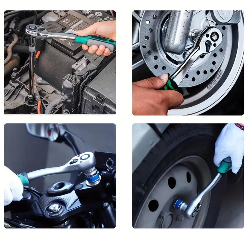 Dvojcestný kľúč s 72 zubami, zahnutou rukoväťou, chrómovaná povrchová úprava, z chróm-vanádiovej ocele