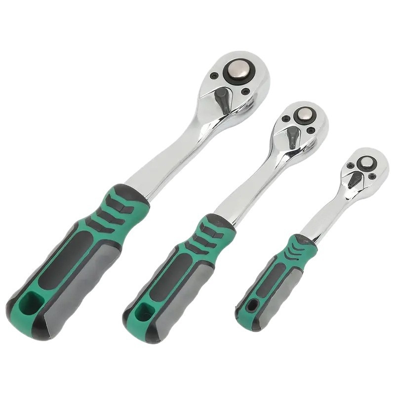 Dvojcestný kľúč s 72 zubami, zahnutou rukoväťou, chrómovaná povrchová úprava, z chróm-vanádiovej ocele