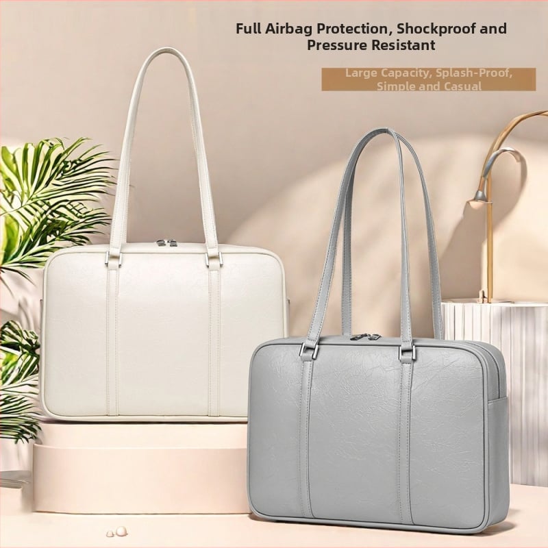 Τσάντα για λάπτοπ από PU δέρμα, unisex, ανθεκτική στους κραδασμούς και αδιάβροχη, μεγάλη χωρητικότητα, επένδυση πολυεστέρα