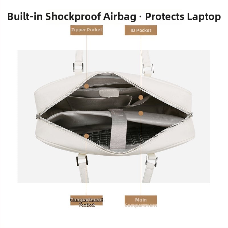 Τσάντα για λάπτοπ από PU δέρμα, unisex, ανθεκτική στους κραδασμούς και αδιάβροχη, μεγάλη χωρητικότητα, επένδυση πολυεστέρα