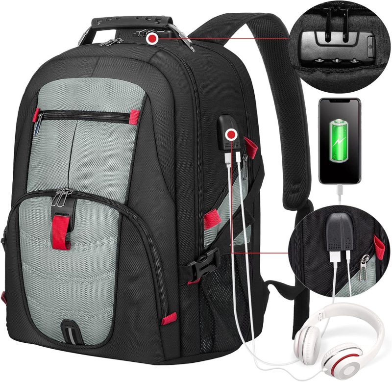 Unisex batoh na notebook pre obchodné cestovanie, objem 36-55 L, Oxford textílie, nylonová podšívka, popruhy s vzduchovým vankúšom, dizajn znižujúci zaťaženie