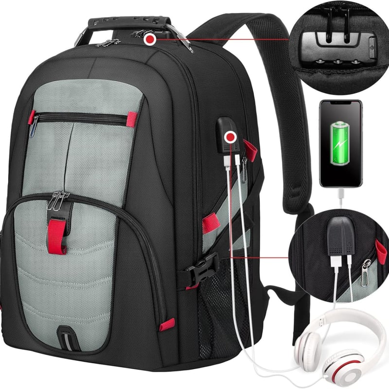 Unisex batoh na notebook pre obchodné cestovanie, objem 36-55 L, Oxford textílie, nylonová podšívka, popruhy s vzduchovým vankúšom, dizajn znižujúci zaťaženie