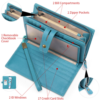 Dámska peňaženka na zápästie z pravej kože, Model 5207, Polyesterová podšívka, Anti-theft funkcia