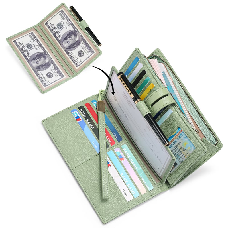 Dámska peňaženka na zápästie z pravej kože, Model 5207, Polyesterová podšívka, Anti-theft funkcia