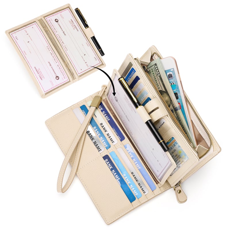 Dámska peňaženka na zápästie z pravej kože, Model 5207, Polyesterová podšívka, Anti-theft funkcia