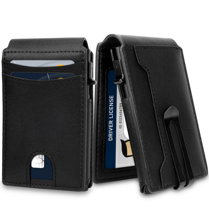 Litong dviejų skyrių piniginė iš sintetinės odos – miesto minimalistinis stilius kortelėms