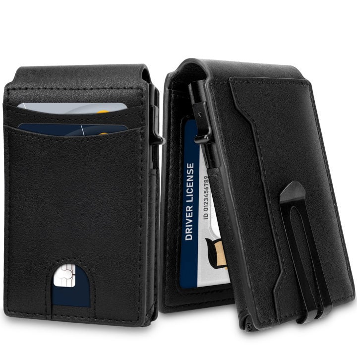 Litong dviejų skyrių piniginė iš sintetinės odos – miesto minimalistinis stilius kortelėms