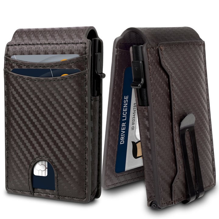 Litong dviejų skyrių piniginė iš sintetinės odos – miesto minimalistinis stilius kortelėms